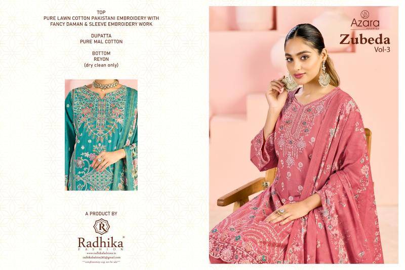 Radhika azara zubeda vol 3 Designer dress material distributors
